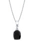 ფოტო #1 პროდუქტის Onyx & Diamond Accent 18" Pendant Necklace in Sterling Silver