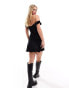 Фото #2 товара COLLUSION velvet off the shoulder mini dress in black