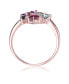 ფოტო #2 პროდუქტის Stylish Sterling Silver 18K Rose Gold Plated with Multi-color Cubic Zirconia Top Ring