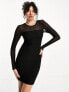 Фото #7 товара Only Tall mesh detail bodycon mini dress in black