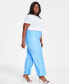 Фото #3 товара Plus Size Jillian Linen-Blend High-Rise Wide-Leg Pants