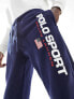 Фото #3 товара Polo Ralph Lauren Sports capsule flag logo cuffed joggers in navy