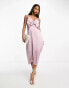 Y.A.S satin cami midi dress with frill detail in rich silver lilac