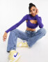 Nicce alia cropped cut out long sleeve top in purple