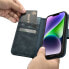 Чехол для смартфона ICARER Oil Wax Wallet Case с RFID защитой, кожаный, с карманом, iPhone 14, синий