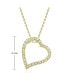 14k Gold Cubic Zirconia Ribbon Heart Halo Floating Pendant Necklace