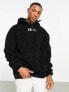 ASOS Dark Future oversized hoodie in teddy borg with balaclava and logo embroidery in black