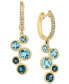 ფოტო #1 პროდუქტის Blue Topaz (3 ct. t.w.) & Diamond (1/10 ct. t.w.) Dangle Hoop Earrings in 14k Gold