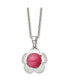 Фото #1 товара Flower Pink Cat's Eye Pendant Cable Chain Necklace