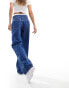 ASOS DESIGN wide leg dad jeans in mid blue