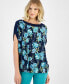 Фото #1 товара Petite Printed Dolman-Sleeve Top, Created for Macy's