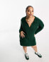 Brave Soul Plus ribbed polo collar knitted midi dress in forest green