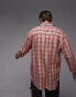 Topman long sleeve relaxed fit woven pink check shirt