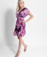 Women's Printed Ruched-Waist Blouson-Sleeve Dress