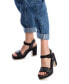 ფოტო #3 პროდუქტის Women's Heeled Suede Sandals By Black