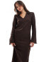 Фото #4 товара Vila full button polo neck midi dress in brown