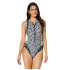 Фото #1 товара Michael Kors Women's 236230 High Neck One-piece Gunmetal Swimsuit Size 6