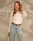 ფოტო #7 პროდუქტის Women's Button-Front Ruffle Blouse