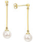 ფოტო #1 პროდუქტის Cultured Freshwater Pearl (7mm) Linear Drop Earrings in 10k Gold