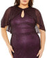 Фото #2 товара Women's Plus Size Sequin Cape Sleeve Gown