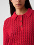 Linen-Cotton Textured Polo Sweater