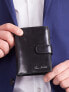 Фото #3 товара Мужское портмоне кожаное черное вертикальное на кнопке Portfel-CE-PR-PC-104L-PA.21-czarny 	Factory Price