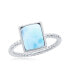 Sterling Silver Rectangle Larimar Rope Design Band Ring
