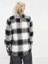 Фото #3 товара ADPT oversized brushed check shirt with fray hem in black