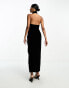 Фото #3 товара ASOS DESIGN velvet halter twist front cut out maxi dress in black