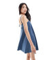 Фото #1 товара ASOS DESIGN trapeze mini cami dress in indigo blue