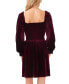 Фото #2 товара Women's Velvet Smocked Bodice Long Sleeve Dress