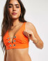 Фото #1 товара River Island high apex pin detail bikini top in red