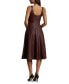 Фото #2 товара Women's Seamed Faux-Leather Swing Dress