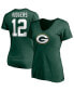 ფოტო #1 პროდუქტის Women's Aaron Rodgers Green Green Bay Packers Player Icon Name and Number V-Neck T-shirt