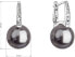 Amazing silver earrings with synthetic pearl and crystals 31301.3