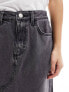 Фото #5 товара River Island Petite split front denim midaxi skirt in dark grey