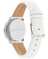ფოტო #3 პროდუქტის Unisex White Leather Strap Watch 35mm