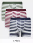 Фото #2 товара ASOS DESIGN 3 pack jersey trunks in navy stripe