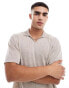 ASOS DESIGN oversized polo with v-neck in stone