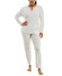 Фото #17 товара Women's 2-Pc. Velour Henley Pajamas Set