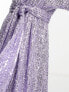 Фото #4 товара ASOS DESIGN sequin wrap mini dress with belt in lilac