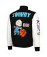 ფოტო #2 პროდუქტის Men's Black, White Rugrats Tommy Basketball Full-Zip Varsity Jacket