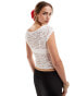 ASOS DESIGN sheer lace sweetheart baby tee in ivory