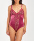 Фото #1 товара Women's 1 Piece Stretch Satin and Lace Lingerie Bodysuit