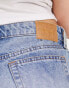 Weekday Fire low rise denim shorts in spring blue