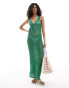 Фото #1 товара Mango tie front midi crochet dress in green