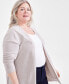 Фото #3 товара Plus Size Open-Front Long-Sleeve Cardigan, Created for Macy's
