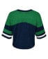 ფოტო #2 პროდუქტის Big Girls Navy Distressed Notre Dame Fighting Irish Sunday Friday Sleeve Stripe Jersey T-shirt