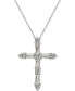 ფოტო #1 პროდუქტის Sterling Silver White Cubic Zirconia Cross Pendant Necklace (1-1/2 ct. t.w.)