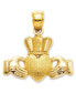 14k Gold Charm, Claddagh and Textured Crown Charm